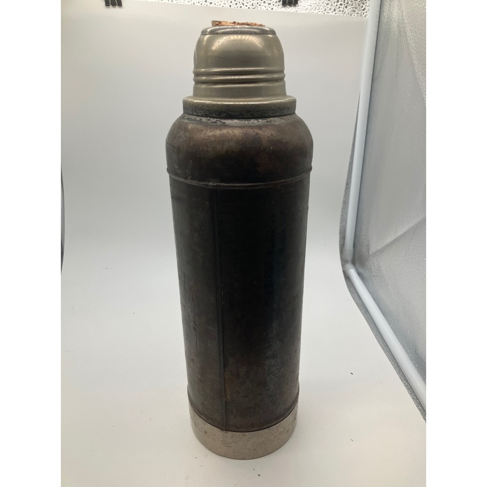 Vintage Stanley Super Vac Thermos Landers Frary & Clark Metal Cork Blue Glass